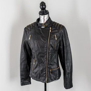 NWOT Wild Cats faux leather moto  jacket - L